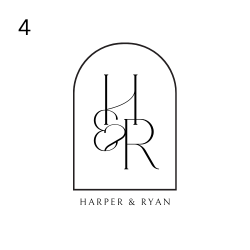 Modern minimal wedding floor wrap with custom initials