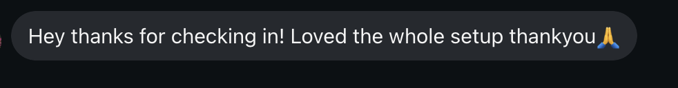 Client text: Loved the whole setup